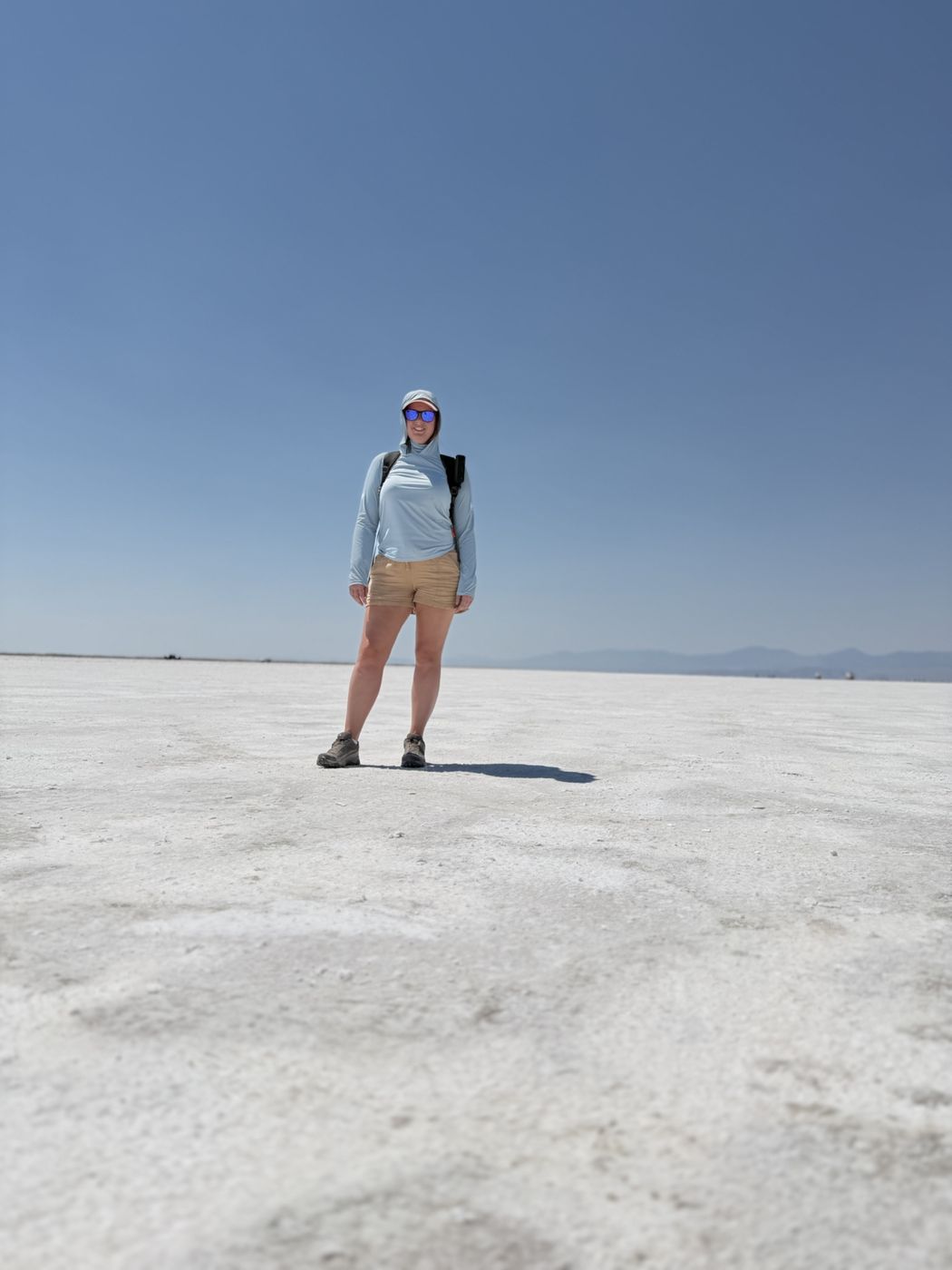 Jenna standing alone on the Bonneville Salt Flats