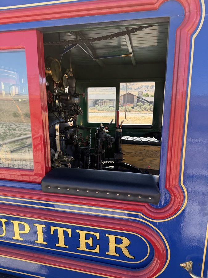The red and blue cab of the Jupiter locomotive