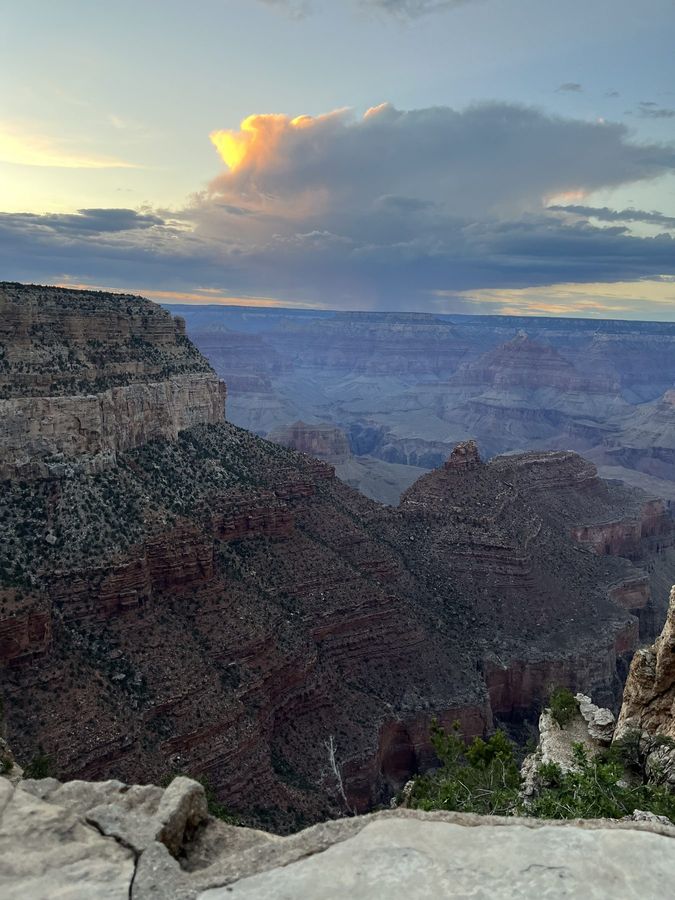 Evening light and a building cloud over the canyon